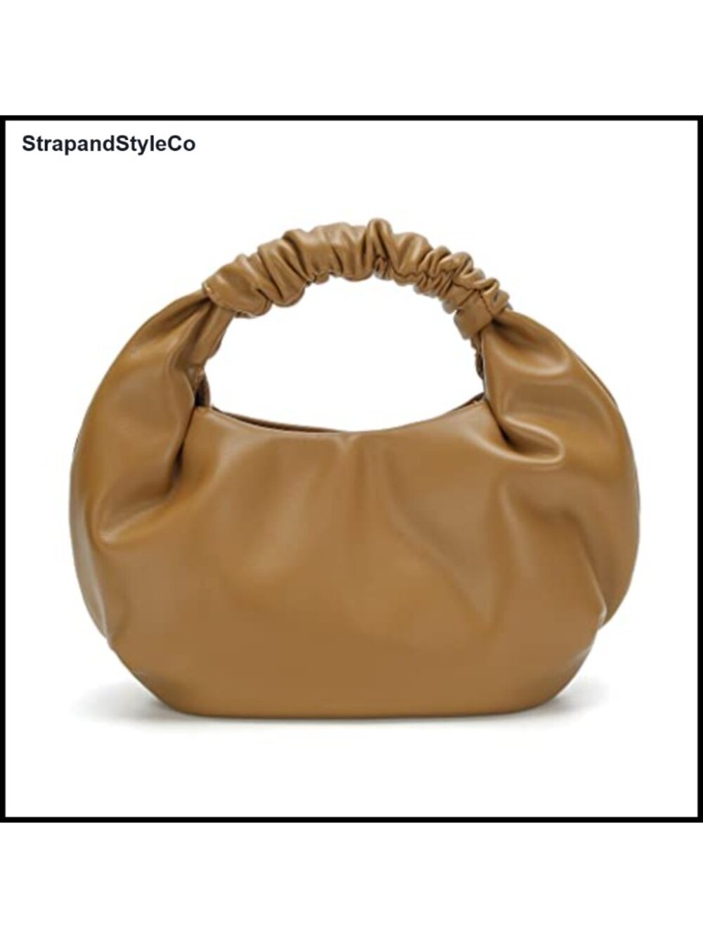 Small Hobo Bag Faux Leather Ruched Top Handle Purse